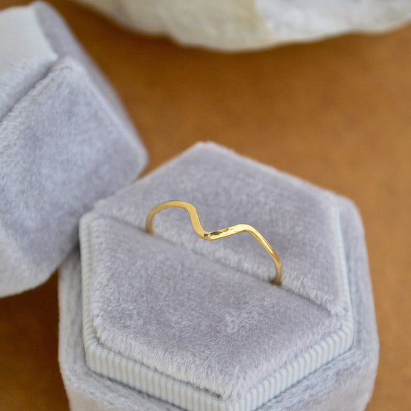 Chevron Ring - handmade precious metal hammered chevron peak stacking ring - Foamy Wader