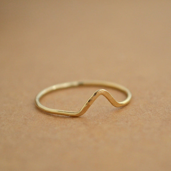 Chevron Ring - handmade precious metal hammered chevron peak stacking ring - Foamy Wader