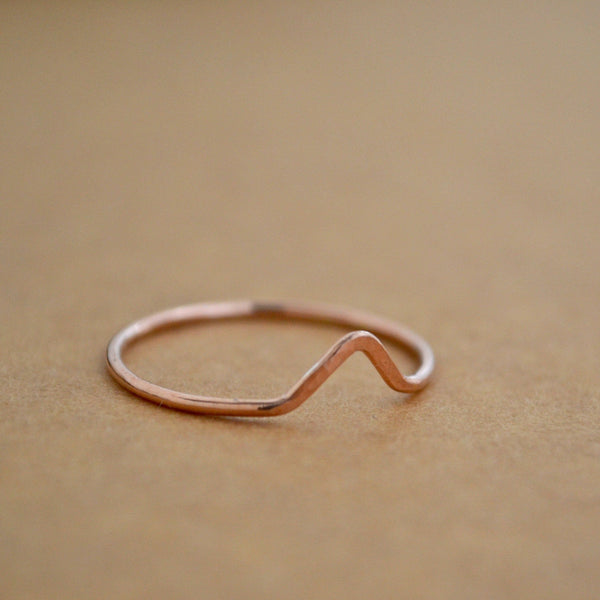 Chevron Ring - handmade precious metal hammered chevron peak stacking ring - Foamy Wader