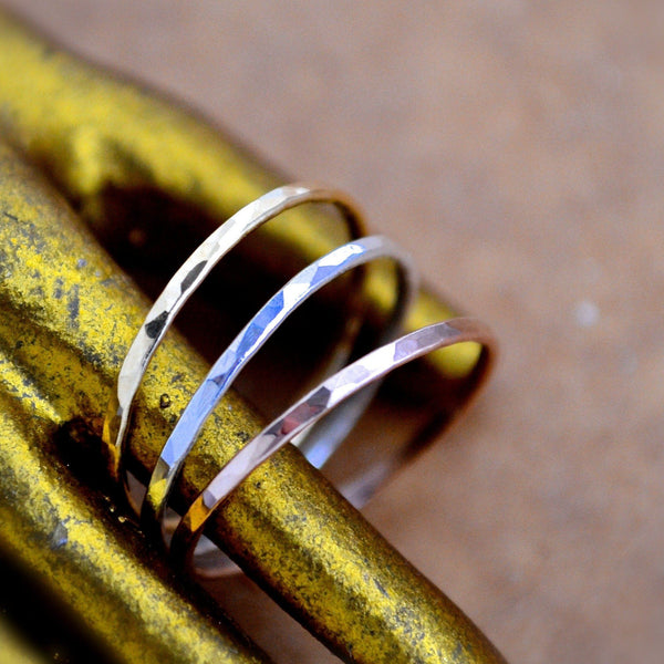 Shimmer Ring - minimalist handmade hammered stacking ring, sustainable jewelry - Foamy Wader