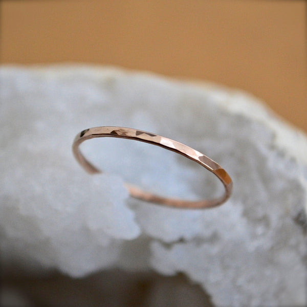 Shimmer Ring - minimalist handmade hammered stacking ring, sustainable jewelry - Foamy Wader