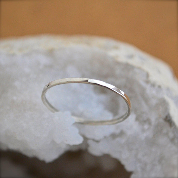 Shimmer Ring - minimalist handmade hammered stacking ring, sustainable jewelry - Foamy Wader