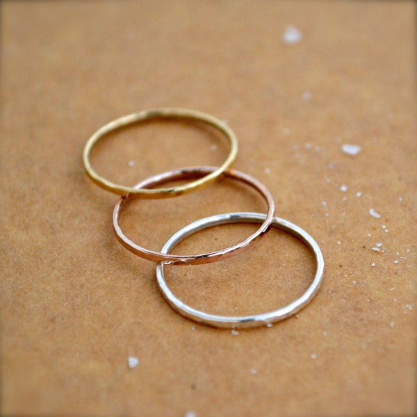Shimmer Ring - minimalist handmade hammered stacking ring, sustainable jewelry - Foamy Wader