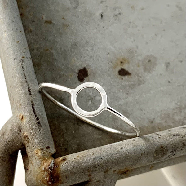 Shine Ring - hammered circle stacking ring gold and silver - Foamy Wader