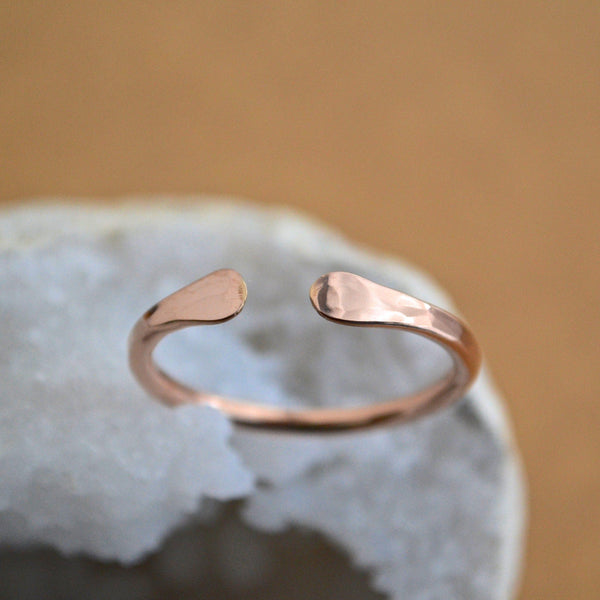 Siren Ring - handmade hammered open face ring in precious metals - Foamy Wader