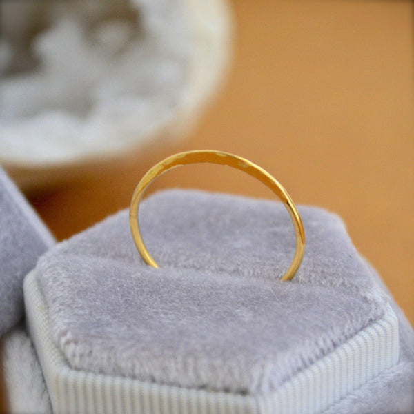 Sliver Ring - handmade thin stacking ring with dappled crescent face - Foamy Wader