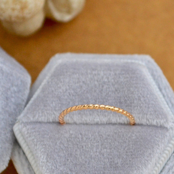 Tightrope Ring - handmade twisted wire rope precious metal stacking ring - Foamy Wader