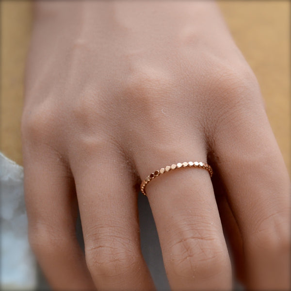 Droplets Ring - beaded dotted shimmering stacking ring in precious metals - Foamy Wader