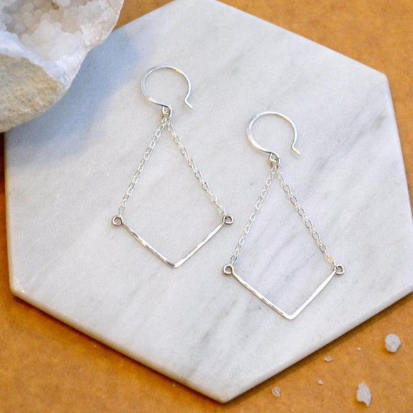 Chevron Earrings - handmade gold, silver, or mixed metal chevron earrings - Foamy Wader
