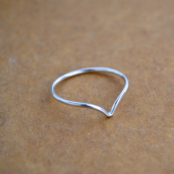 Gull Ring - handmade precious metal curved peak stacking ring - Foamy Wader