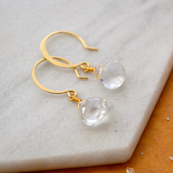 Tivoli Earrings - sparkly white topaz gemstone drop earrings - Foamy Wader