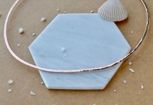 Canoe Collar Necklace - handmade hammered oval collar necklace