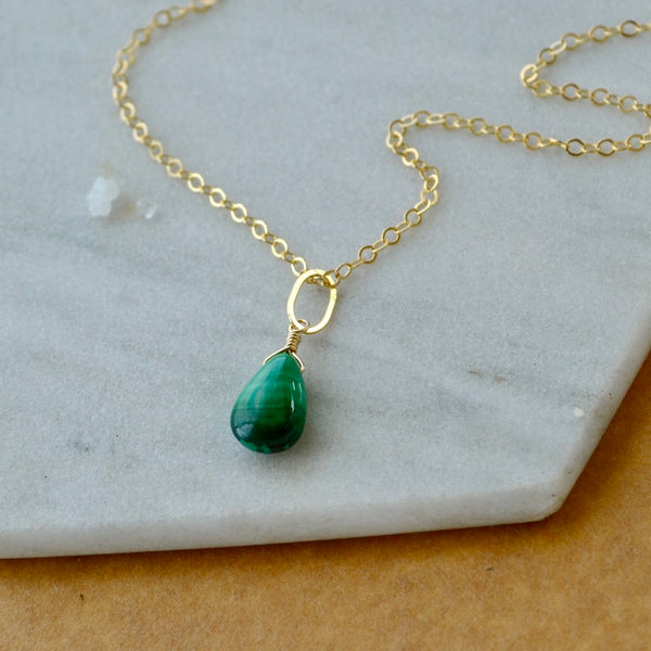 Low Tide Gem Charm - banded green malachite gemstone charm