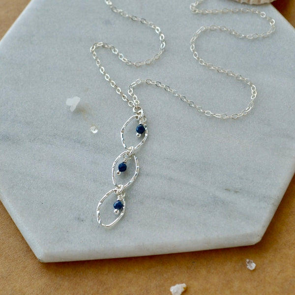 Splash Necklace - triple marquise dangle Y necklace with birthstones