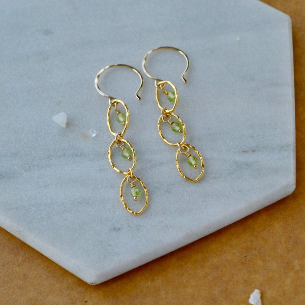 Splash Earrings - triple marquise dangle earrings with birthstones