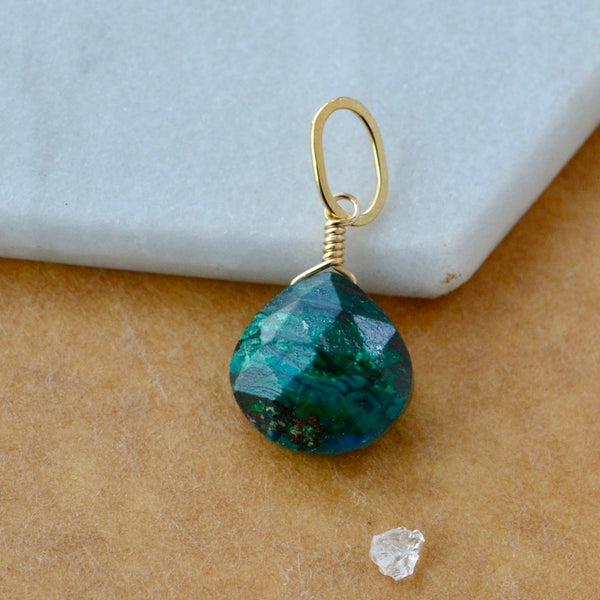 Reef Gem Charm - banded blue green chrysocolla gemstone charm