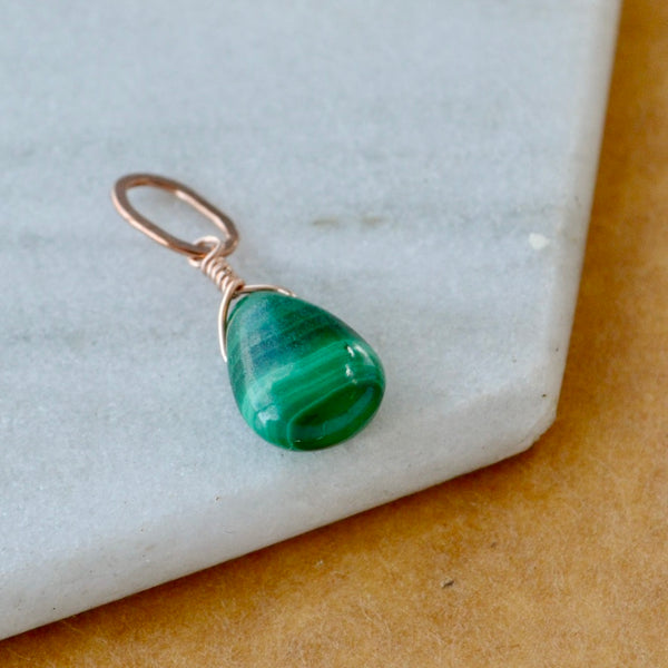 Low Tide Gem Charm - banded green malachite gemstone charm