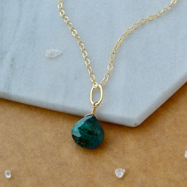 Reef Gem Charm - banded blue green chrysocolla gemstone charm