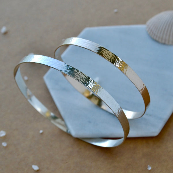 Whitecaps Bangle Bracelet - dappled circle bracelet bangle handmade