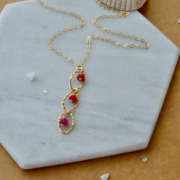 Splash Necklace - triple marquise dangle Y necklace with birthstones