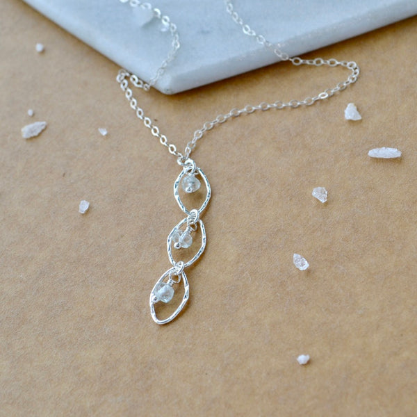 Splash Necklace - triple marquise dangle Y necklace with birthstones