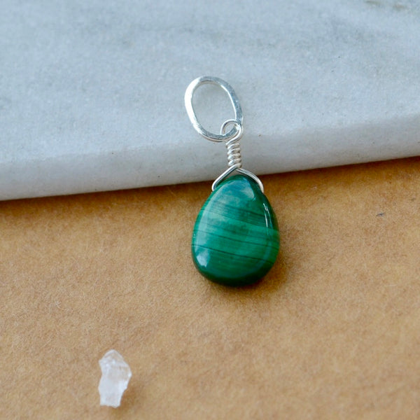 Low Tide Gem Charm - banded green malachite gemstone charm