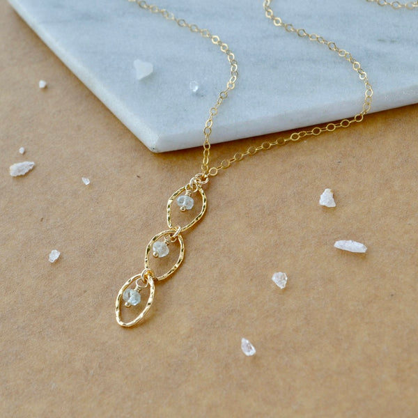 Splash Necklace - triple marquise dangle Y necklace with birthstones