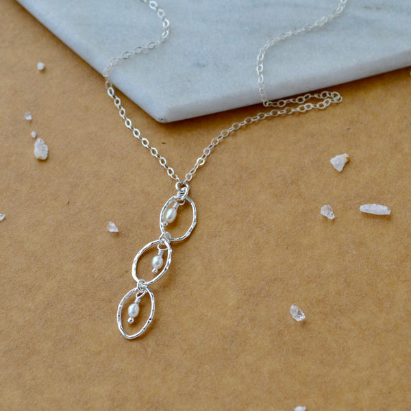 Splash Necklace - triple marquise dangle Y necklace with birthstones