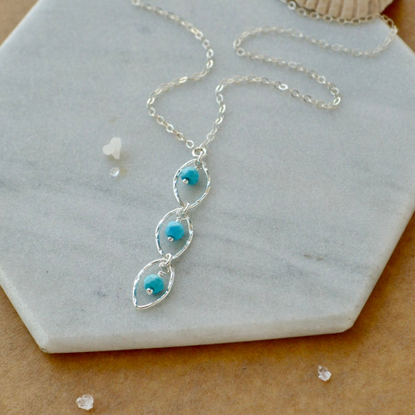 Splash Necklace - triple marquise dangle Y necklace with birthstones