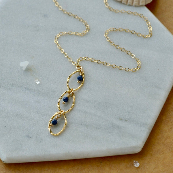 Splash Necklace - triple marquise dangle Y necklace with birthstones