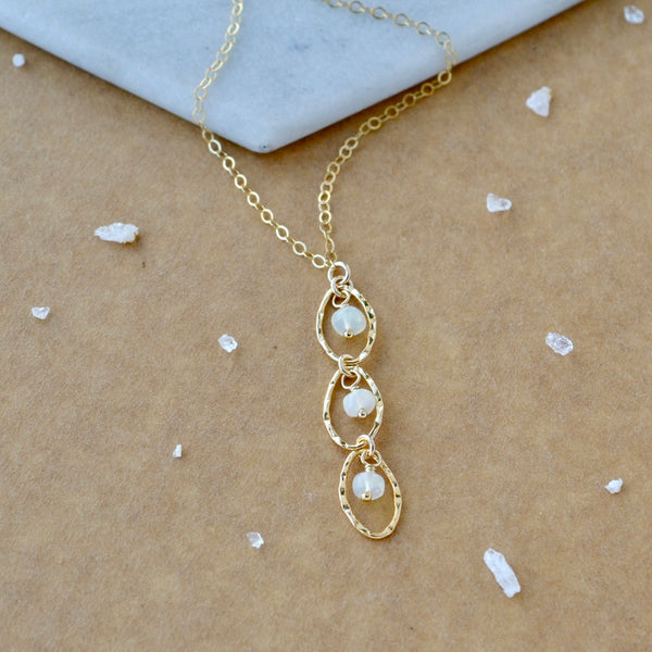 Splash Necklace - triple marquise dangle Y necklace with birthstones