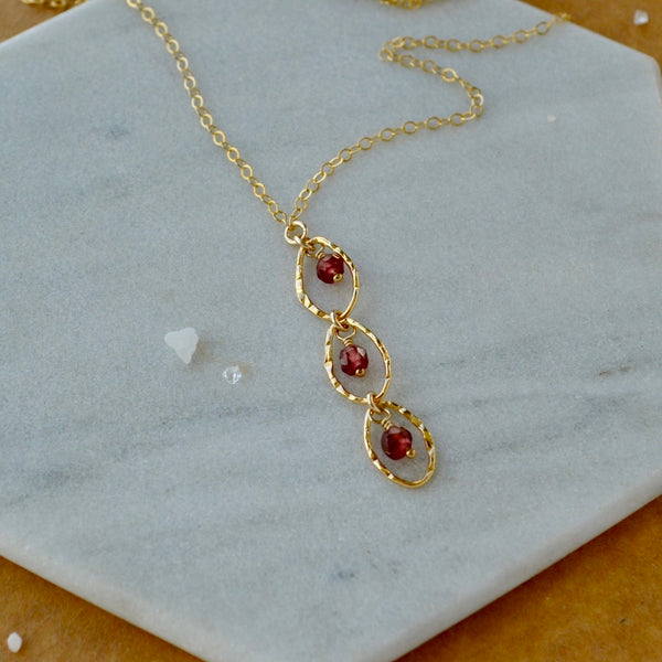 Splash Necklace - triple marquise dangle Y necklace with birthstones