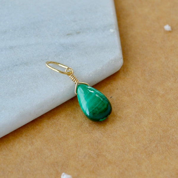 Low Tide Gem Charm - banded green malachite gemstone charm