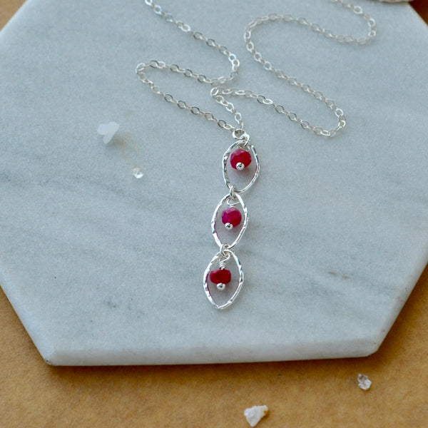 Splash Necklace - triple marquise dangle Y necklace with birthstones