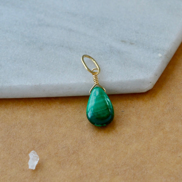Low Tide Gem Charm - banded green malachite gemstone charm