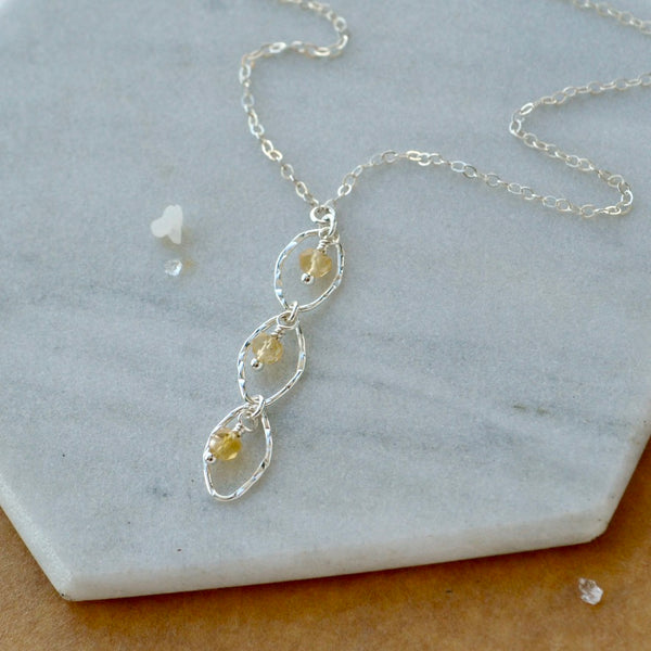 Splash Necklace - triple marquise dangle Y necklace with birthstones