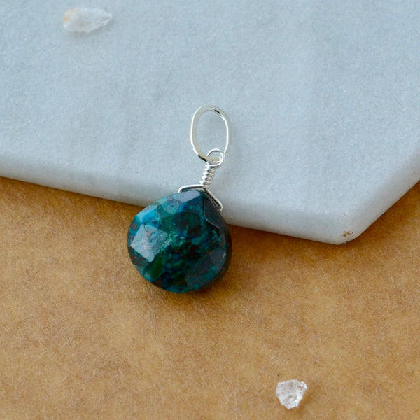 Reef Gem Charm - banded blue green chrysocolla gemstone charm