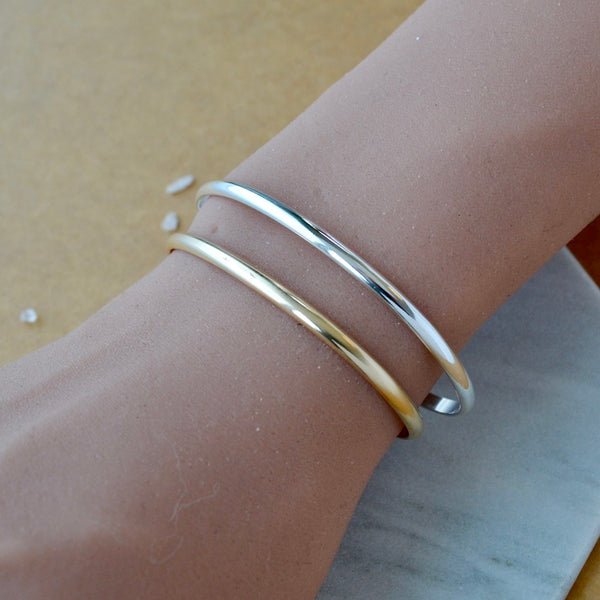 Chubby Cuff Bracelet - polished half round 3mm cuff bracelet