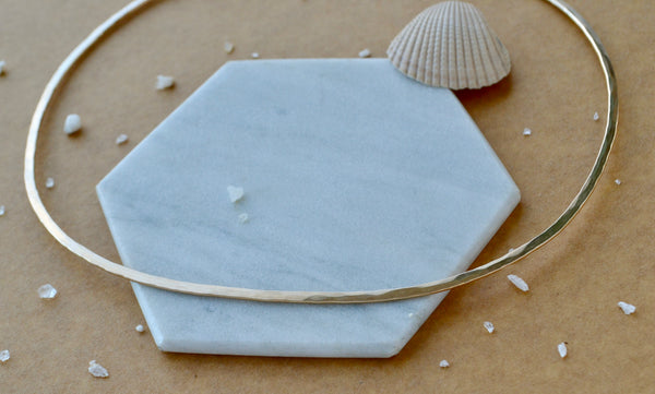 Canoe Collar Necklace - handmade hammered oval collar necklace