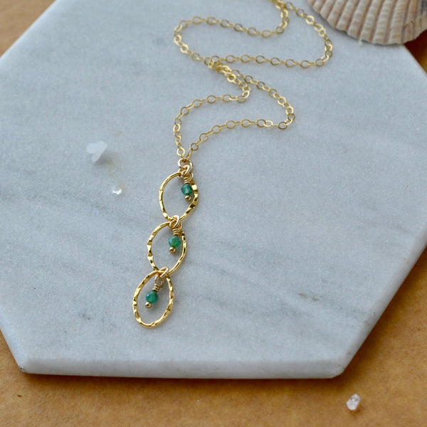 Splash Necklace - triple marquise dangle Y necklace with birthstones