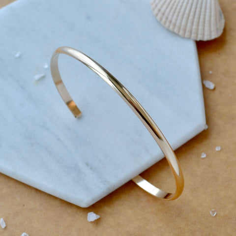 Chubby Cuff Bracelet - polished half round 3mm cuff bracelet