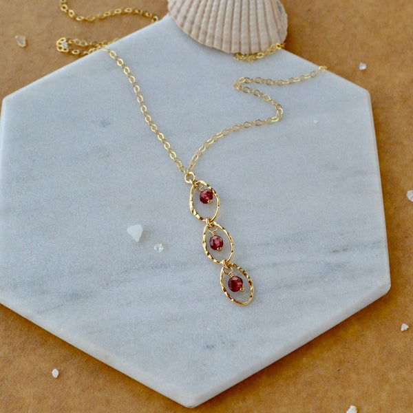 Splash Necklace - triple marquise dangle Y necklace with birthstones