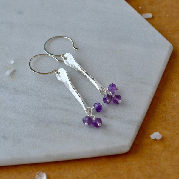 Sea Spray Earrings - modern dangle spike earrings with birthstones
