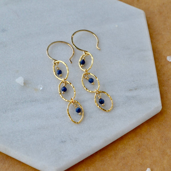 Splash Earrings - triple marquise dangle earrings with birthstones