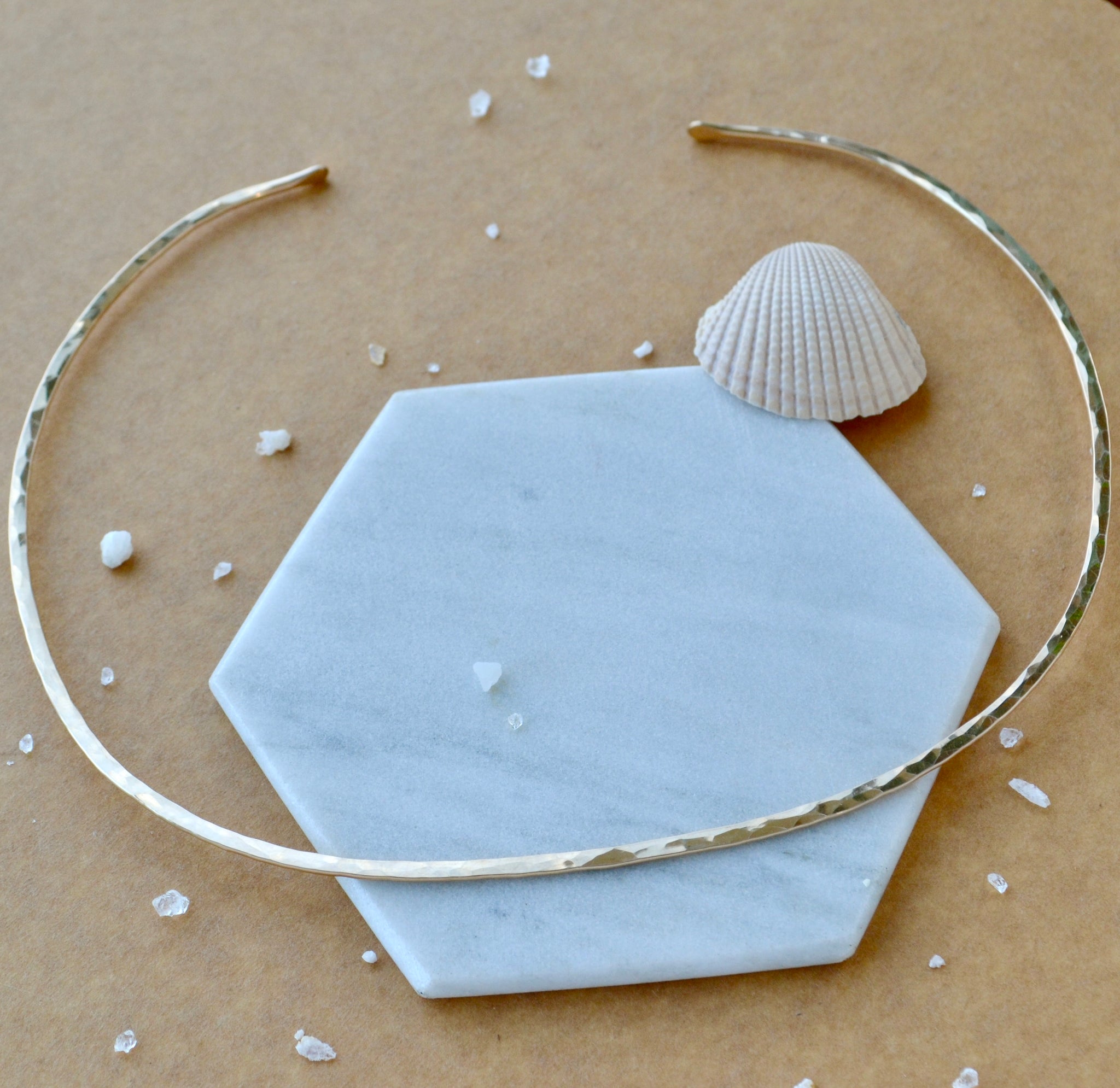 Canoe Collar Necklace - handmade hammered oval collar necklace