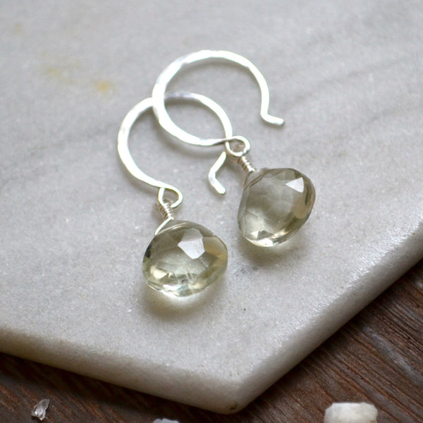 Ambergris earrings green amethyst handmade gemstone earrings silver prasiolite earrings sustainable jewelry green amethyst earrings