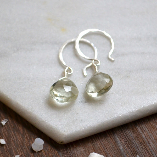Ambergris earrings green amethyst handmade gemstone earrings silver prasiolite earrings sustainable jewelry green amethyst earrings handmade