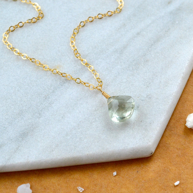 Gemstone Solitaire Necklace - handmade classic solitaire gem necklace for a pop of color