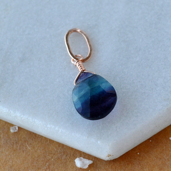 Aurora Gem Charm - banded teal purple fluorite gemstone charm pendant