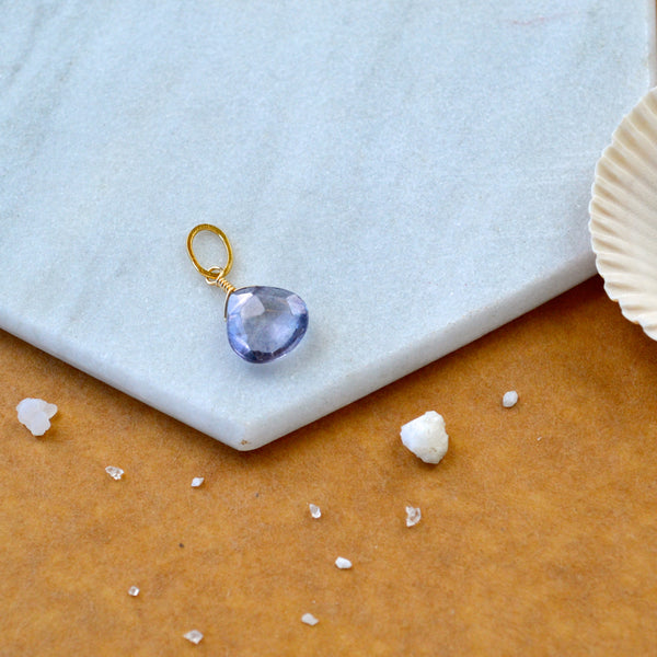 Azure Gem Charm - blue mystic quartz gemstone charm pendant